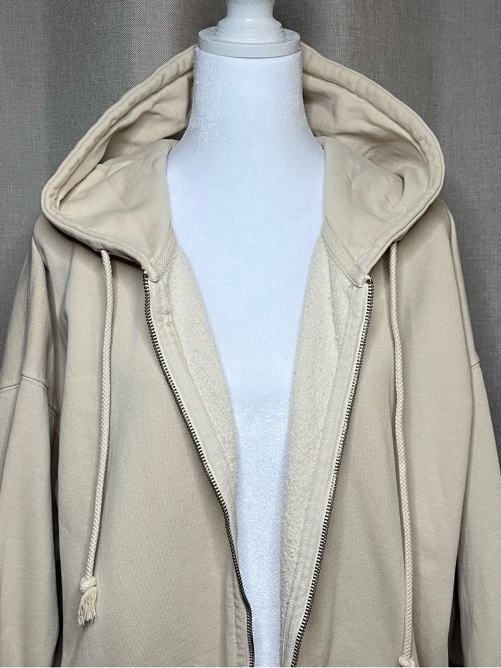John Galt Christy Full Zip Beige Oversized Chunky Sweatshirt Hoodie One Size - Picture 5 of 8
